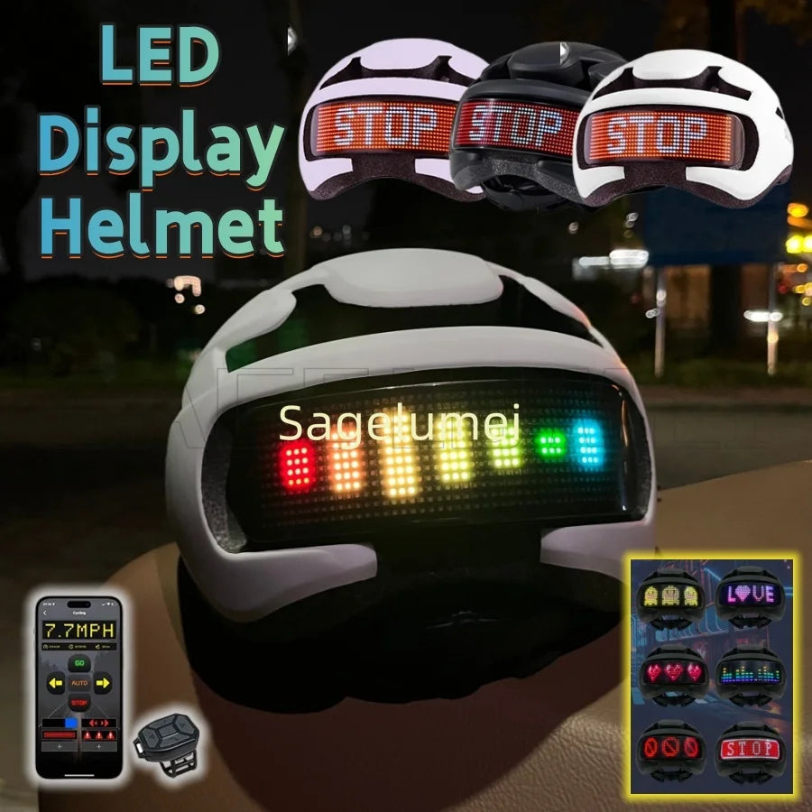 Casque Vélo LED Affichage Couleur – Réglable 58-61cm