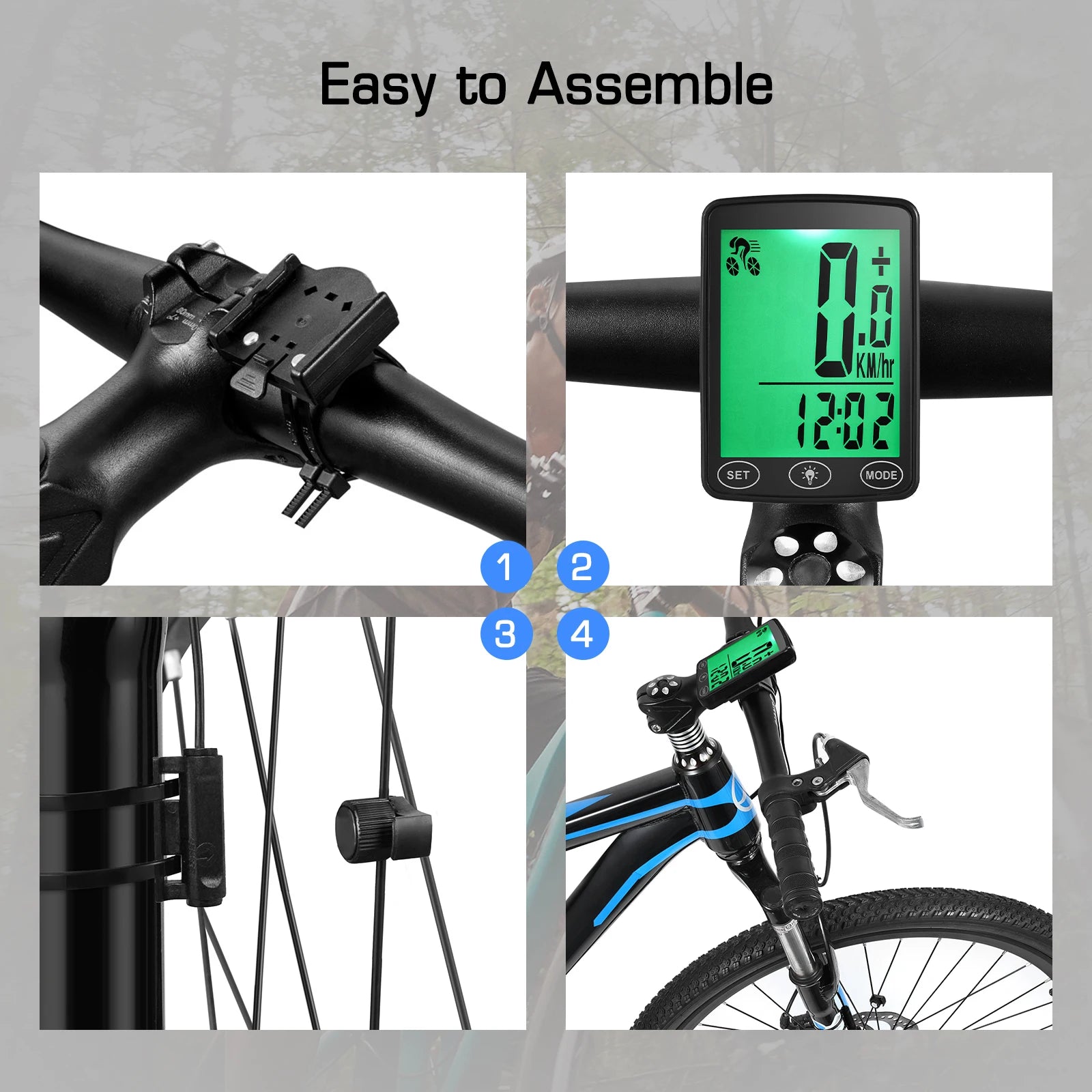 Compteur Vélo Étanche avec Écran LED – Vitesse, Distance & Calories