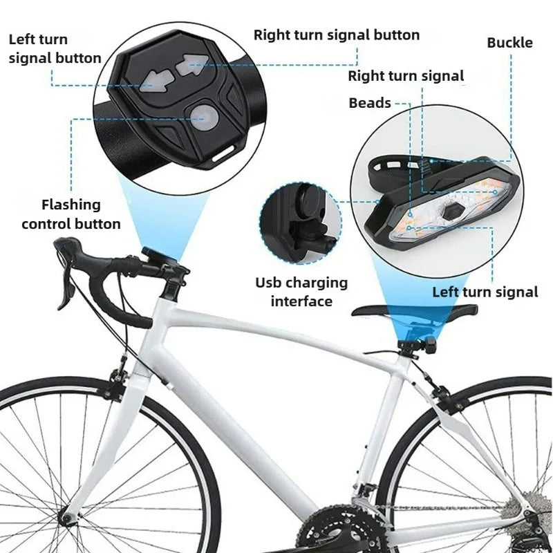 Clignotant de vélo avec klaxon, étanche IP66, Rechargeable par USB, feu arrière de sécurité LED pour vtt, accessoires de cyclisme sur route