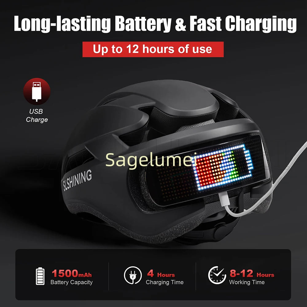 Casque Vélo LED Affichage Couleur – Réglable 58-61cm