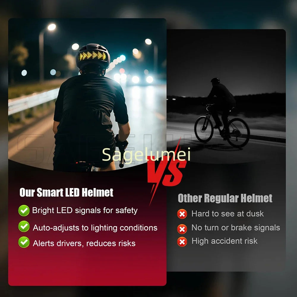 Casque Vélo LED Affichage Couleur – Réglable 58-61cm