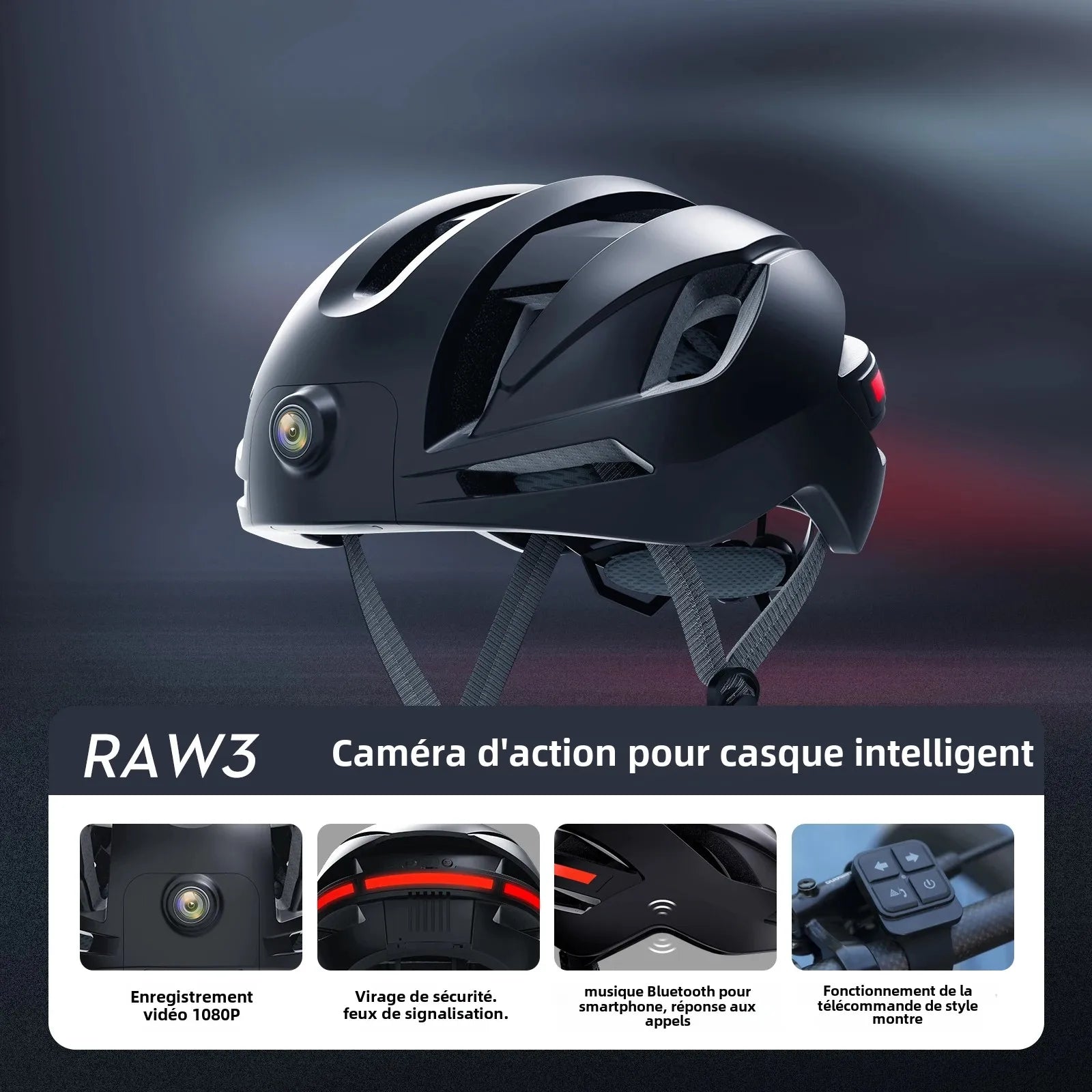 Casque Vélo Intelligent – Caméra 1080p, GPS & Bluetooth