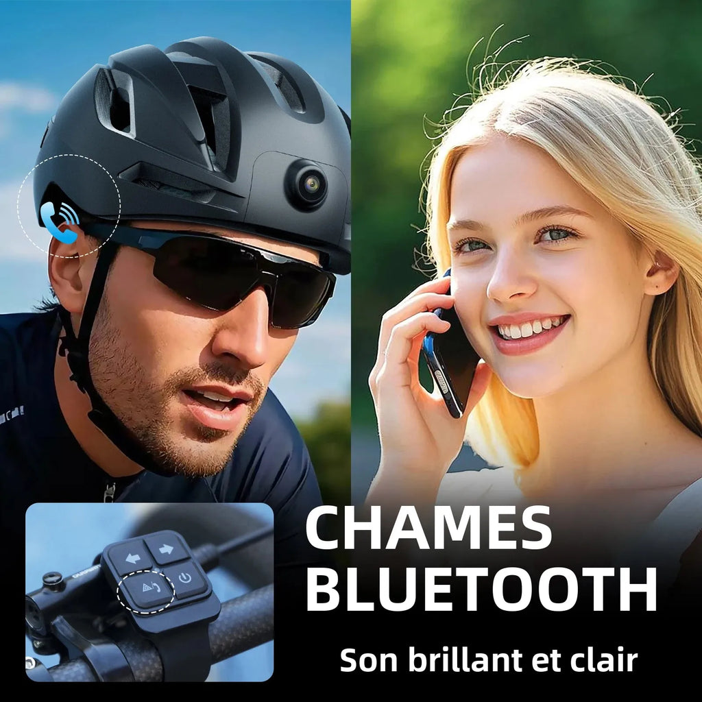 Casque Vélo Intelligent – Caméra 1080p, GPS & Bluetooth