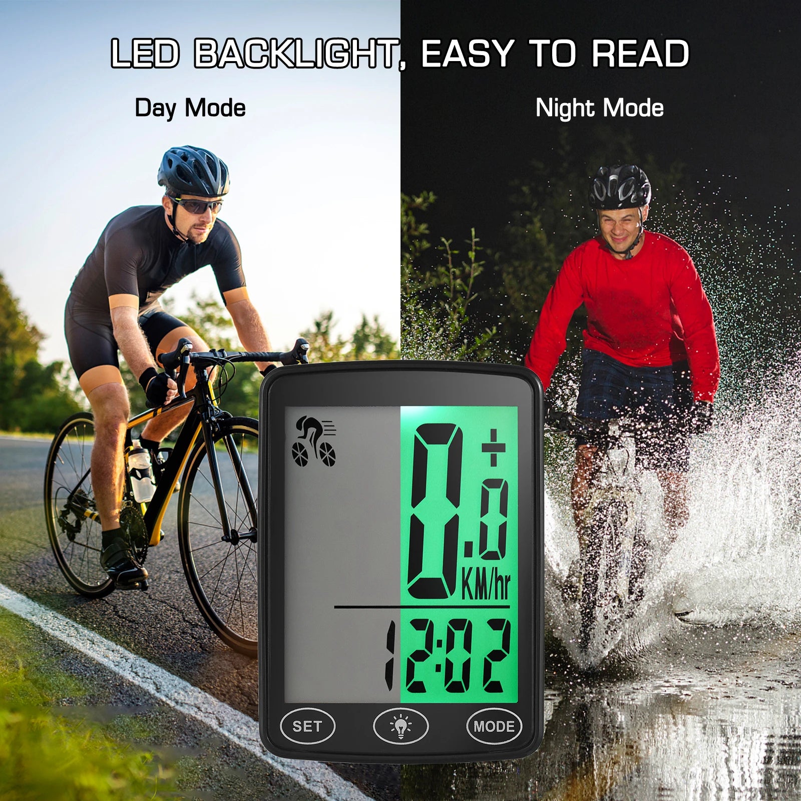 Compteur Vélo Étanche avec Écran LED – Vitesse, Distance & Calories