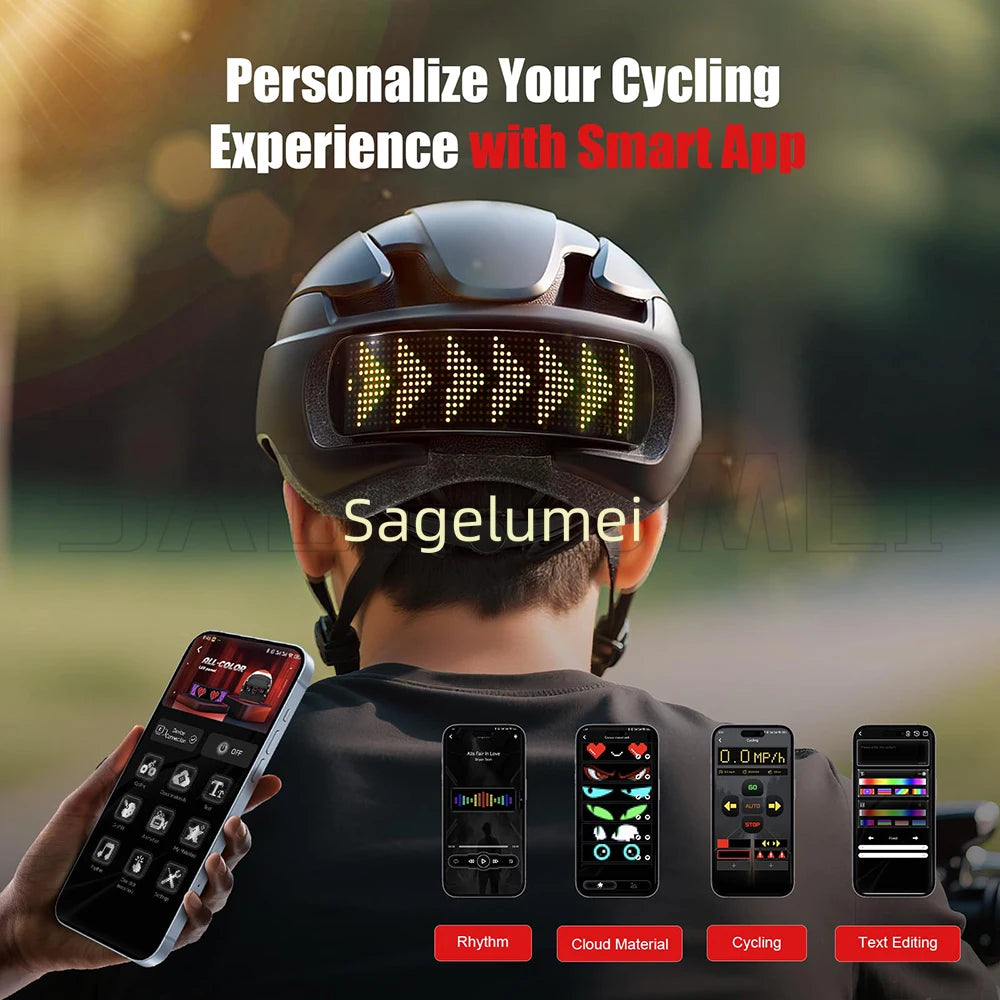 Casque Vélo LED Affichage Couleur – Réglable 58-61cm