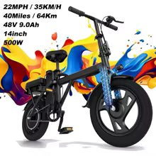 Vélo électrique pliable 500W 48V 9Ah en stock UE, 22MPH 40 miles, 14 pouces
