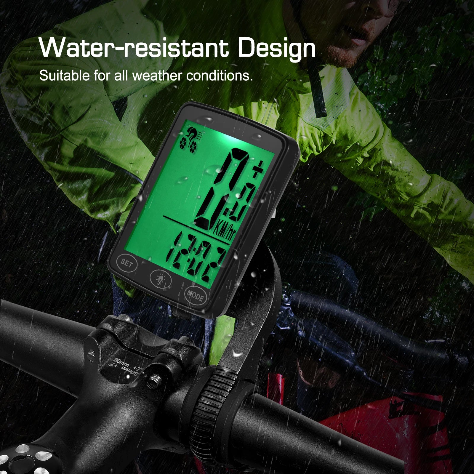 Compteur Vélo Étanche avec Écran LED – Vitesse, Distance & Calories