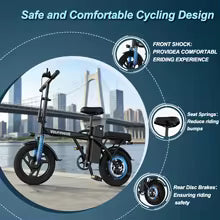 Vélo électrique pliable 500W 48V 9Ah en stock UE, 22MPH 40 miles, 14 pouces