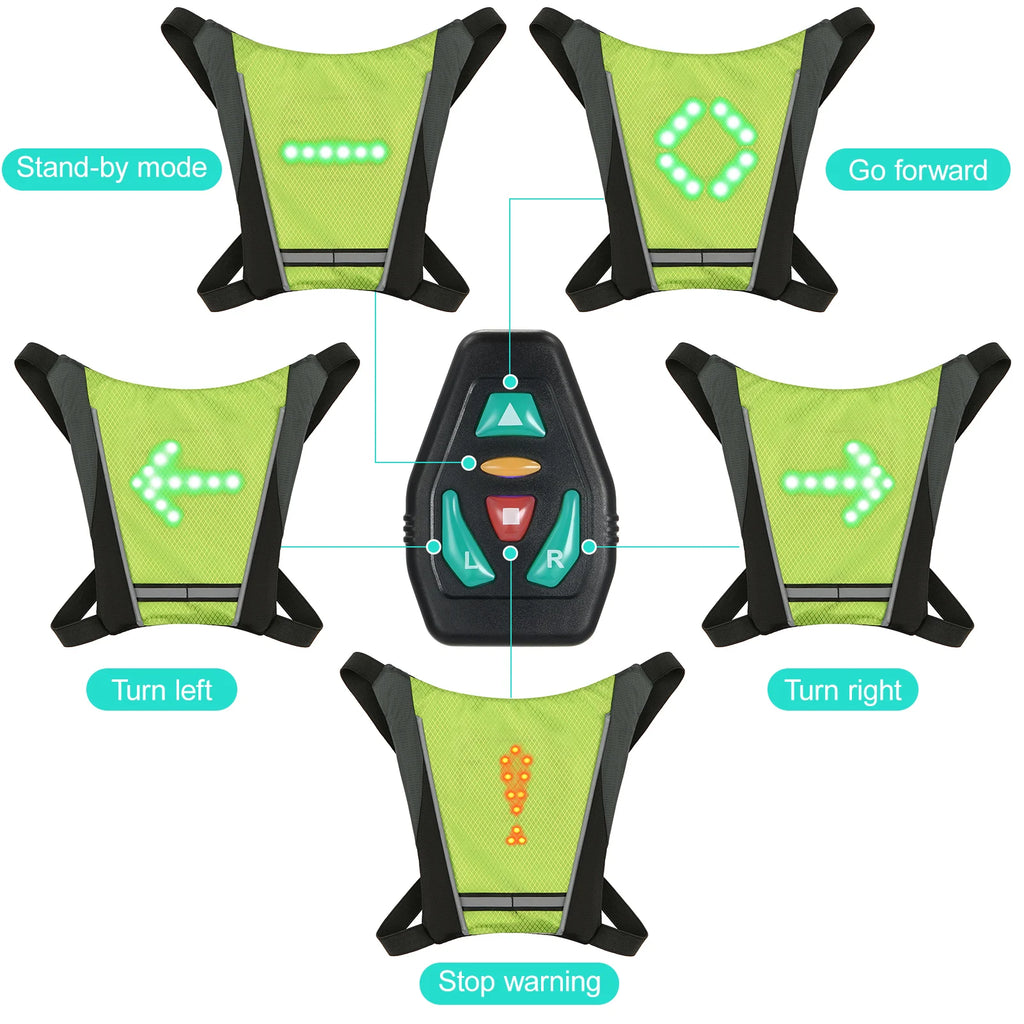 Gilet Réfléchissant LED Vélo – Clignotants & Télécommande